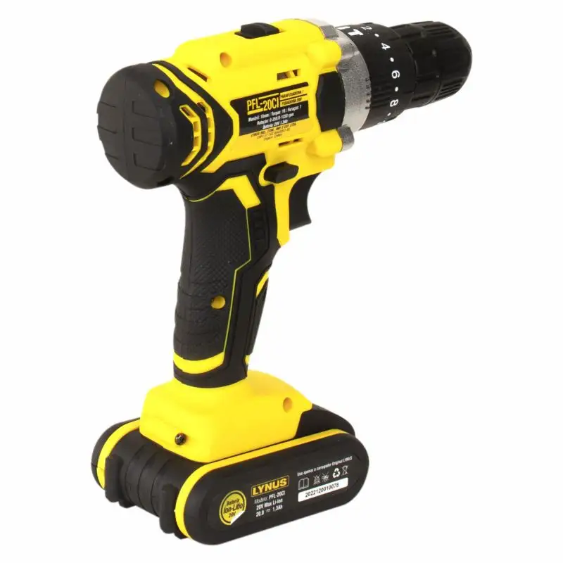PFL-20CI PARAFUSADEIRA FURADEIRA LYNUS 20 VOLTS COM IMPACTO E MALETA FONTE BIVOLT