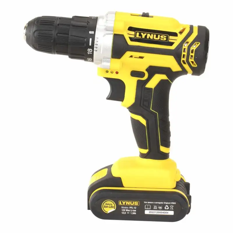 PFL-12CI PARAFUSADEIRA FURADEIRA LYNUS 12 VOLTS COM IMPACTO E MALETA FONTE BIVOLT