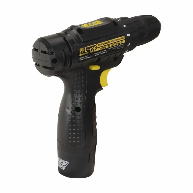 PFL-12P PARAFUSADEIRA FURADEIRA LYNUS BATERIA TIPO PALITO 12 VOLTS FONTE BIVOLT