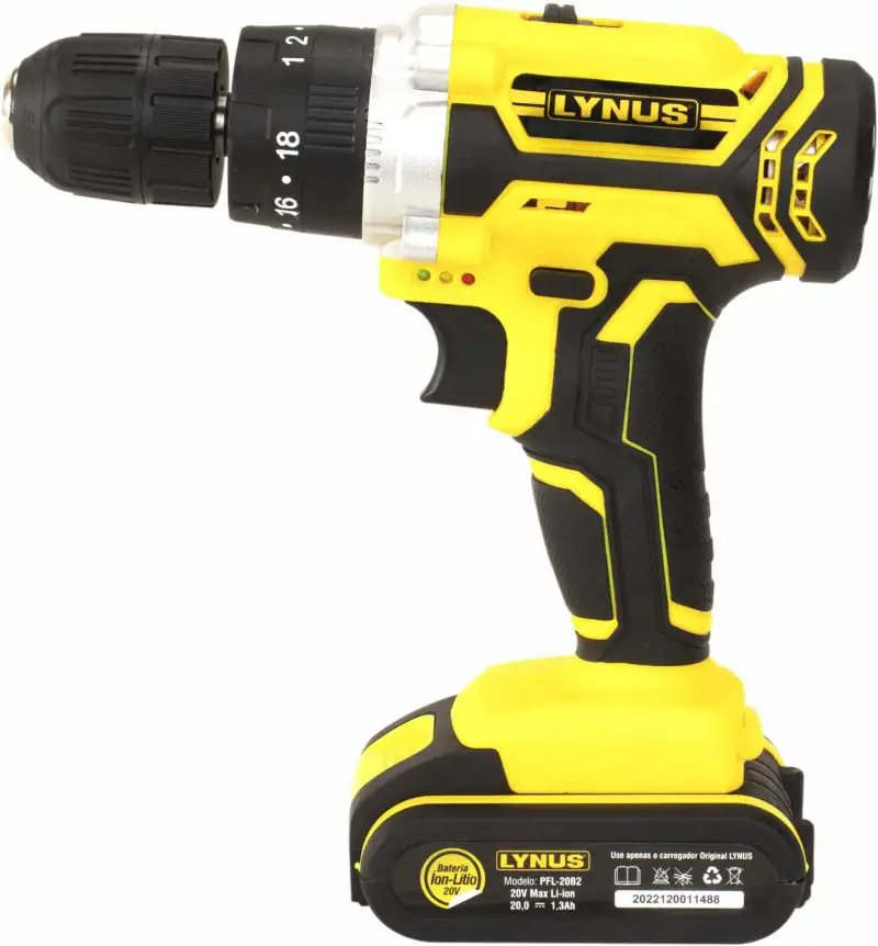 PARAFUSADEIRA FURADEIRA PFL-20B2 LYNUS 20 VOLTS COM IMPACTO