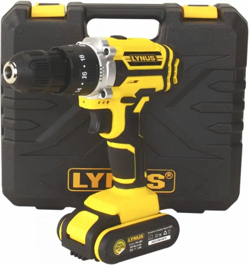 PFL-20CI PARAFUSADEIRA FURADEIRA LYNUS 20 VOLTS COM IMPACTO E MALETA FONTE BIVOLT