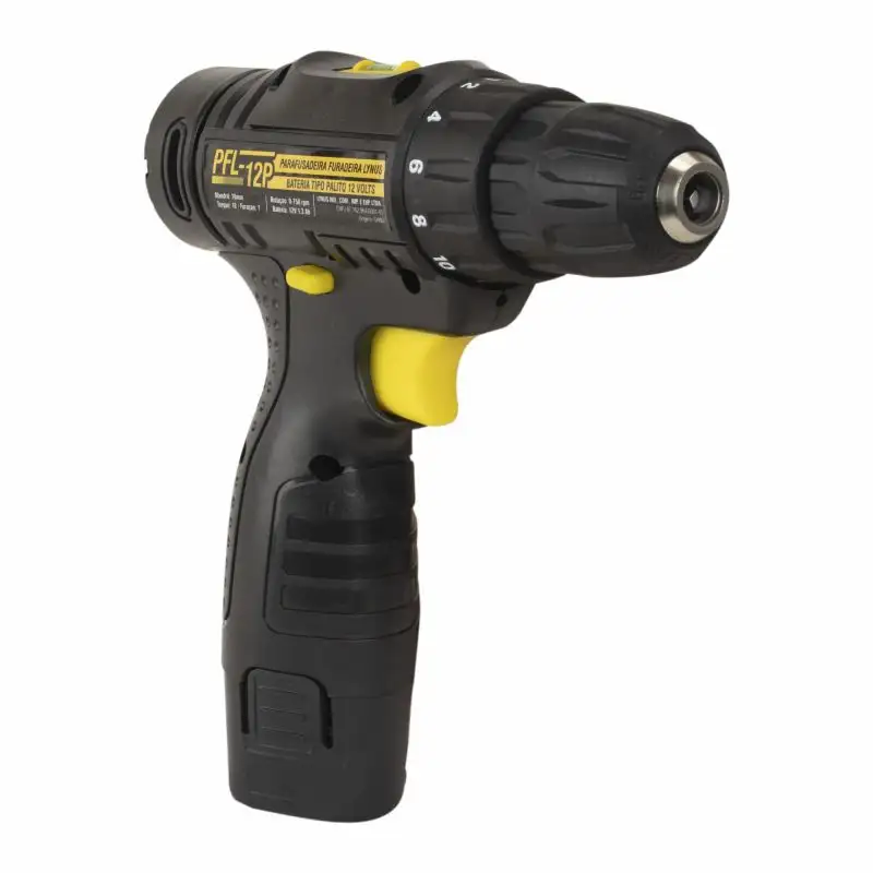 PFL-12P PARAFUSADEIRA FURADEIRA LYNUS BATERIA TIPO PALITO 12 VOLTS FONTE BIVOLT