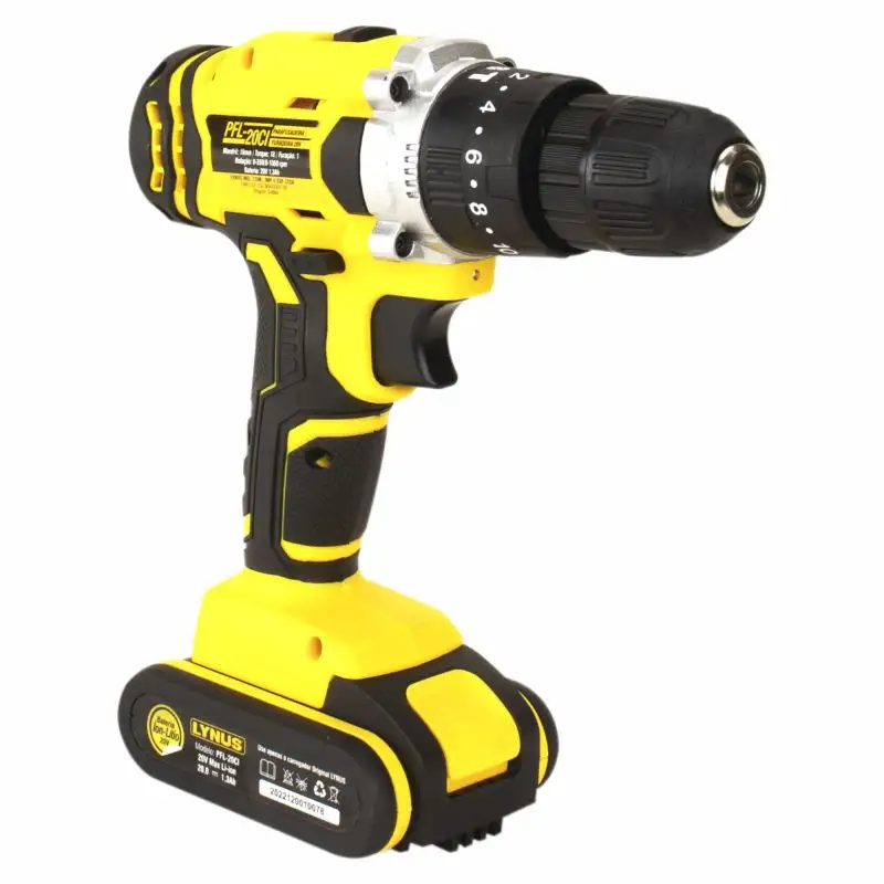 PFL-20CI PARAFUSADEIRA FURADEIRA LYNUS 20 VOLTS COM IMPACTO E MALETA FONTE BIVOLT